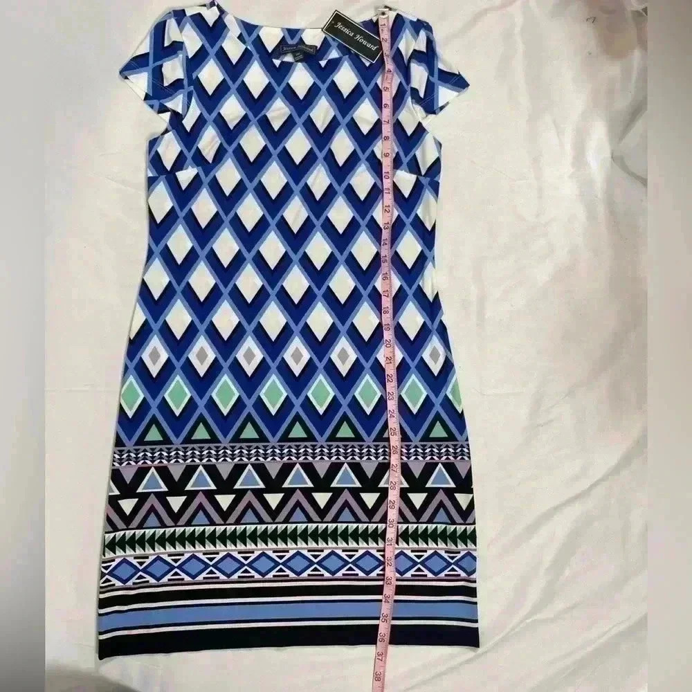New NWT Jessica Howard Women's Size S MISSY Dress Blue Purple White‎ Diamond - Picture 10 of 12